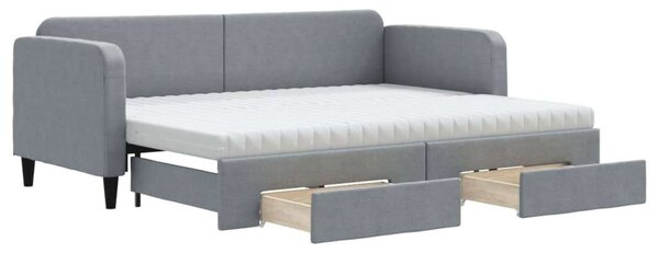 VidaXL világosszürke kihúzható szövet heverő fiókokkal 80 x 200 cm