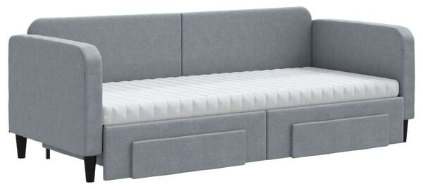 VidaXL világosszürke kihúzható szövet heverő fiókokkal 80 x 200 cm