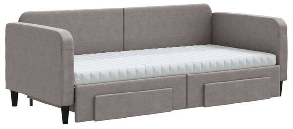 VidaXL tópszínű kihúzható szövet heverő fiókokkal 90 x 200 cm
