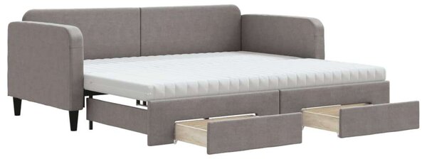 VidaXL tópszínű kihúzható szövet heverő fiókokkal 90 x 200 cm