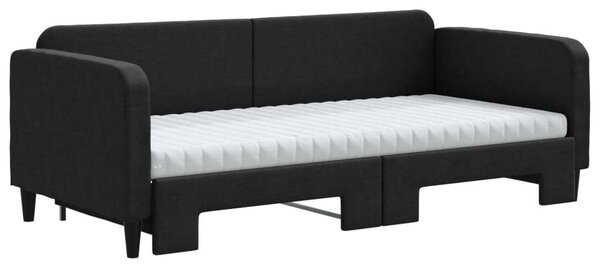 VidaXL fekete kihúzható szövet heverő matracokkal 90 x 190 cm