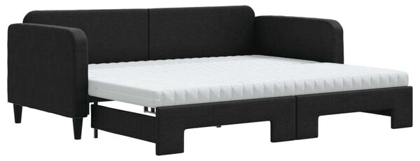 VidaXL fekete kihúzható szövet heverő matracokkal 90 x 190 cm