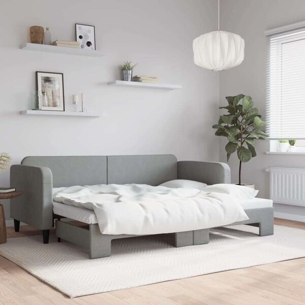 VidaXL világosszürke kihúzható szövet heverő 80 x 200 cm