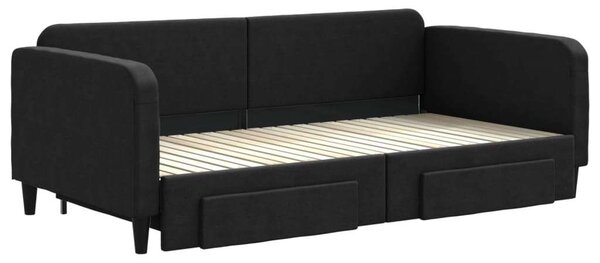 VidaXL fekete kihúzható szövet heverő fiókokkal 100 x 200 cm
