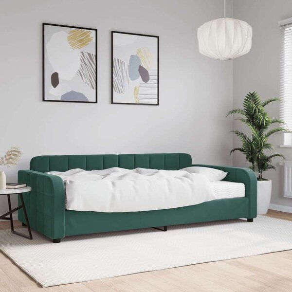 VidaXL zöld bársony heverő matraccal 100 x 200 cm