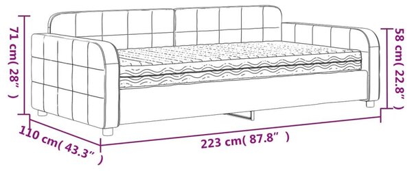 VidaXL zöld bársony heverő matraccal 100 x 200 cm
