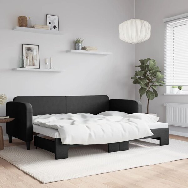 VidaXL fekete kihúzható szövet heverő 80 x 200 cm