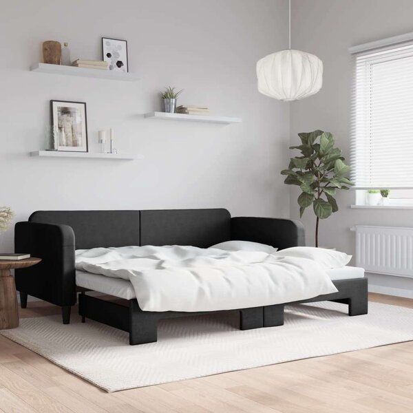 VidaXL fekete kihúzható szövet heverő 90x200 cm
