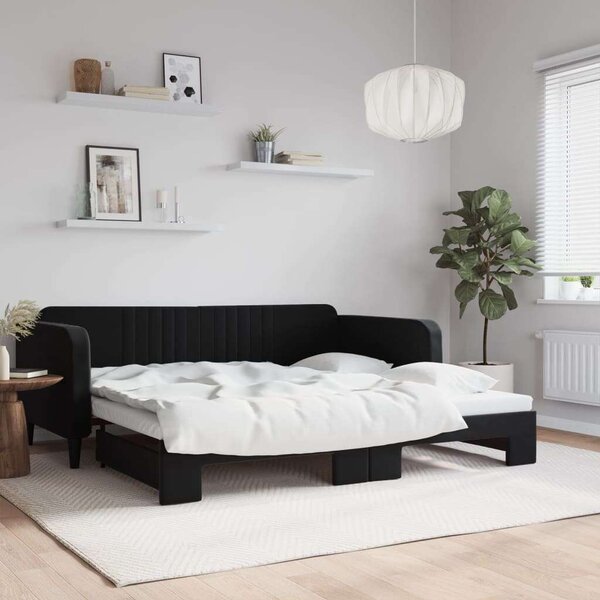 VidaXL fekete kihúzható bársonyheverő 100 x 200 cm