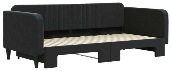 VidaXL fekete kihúzható bársonyheverő 100 x 200 cm