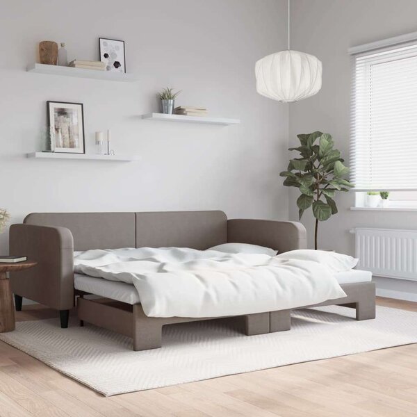 VidaXL tópszínű kihúzható szövet heverő 100 x 200 cm