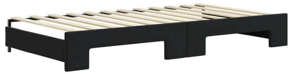 Fekete kihúzható bársony heverő fiókkal 100 x 200 cm