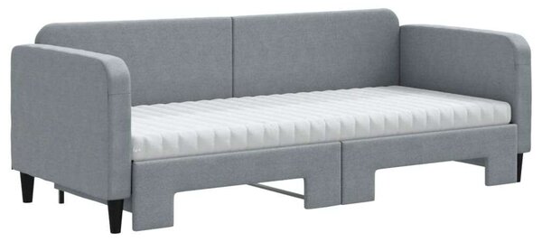VidaXL világosszürke kihúzható szövet heverő matracokkal 80 x 200 cm