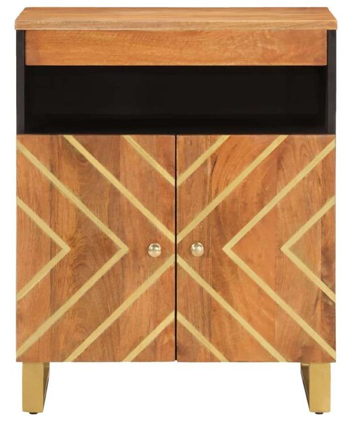 VidaXL Mangófa Kisszekrény - Barna/Fekete - 60x33,5x75 cm