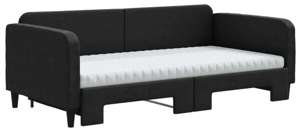 VidaXL fekete kihúzható szövet heverő matracokkal 100 x 200 cm
