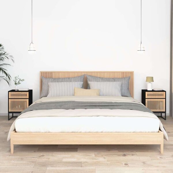 VidaXL 2 db fekete szerelt fa és vas éjjeliszekrény 40x30x55,5 cm