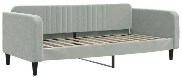 VidaXL világosszürke kihúzható bársony heverő 100 x 200 cm