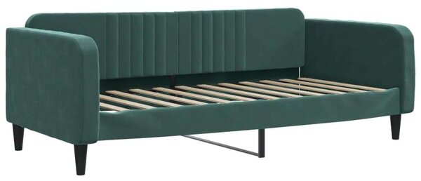 Sötétzöld kihúzható bársony heverő 90 x 200 cm
