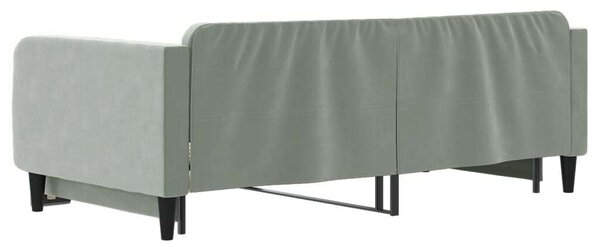 VidaXL világosszürke kihúzható bársony heverő 100 x 200 cm
