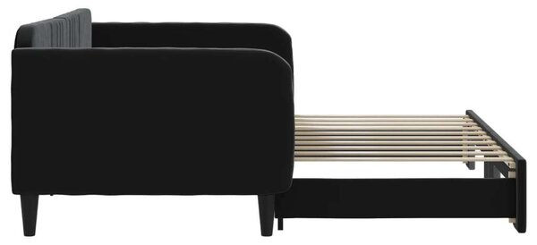 VidaXL fekete kihúzható bársonyheverő 90 x 190 cm