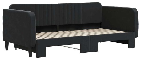 VidaXL fekete kihúzható bársonyheverő 90 x 190 cm