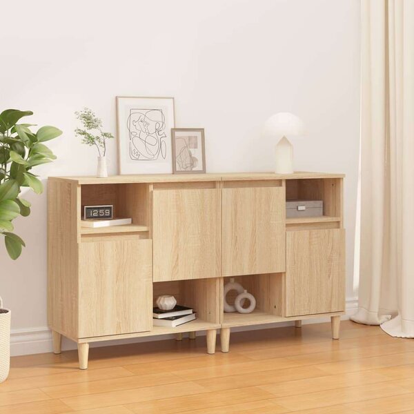 VidaXL 2 db sonoma tölgy színű szerelt fa tálalóasztal 60 x 35 x 70 cm