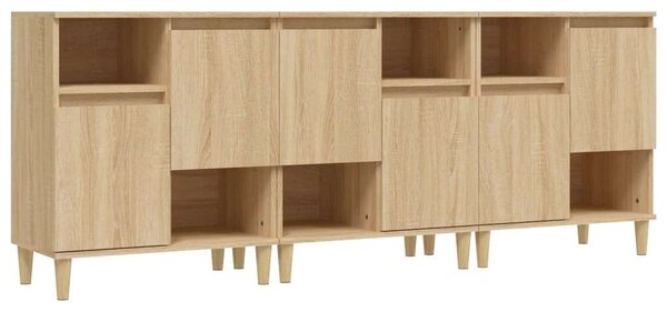 VidaXL 3 db sonoma tölgy színű szerelt fa tálalóasztal 60 x 35 x 70 cm