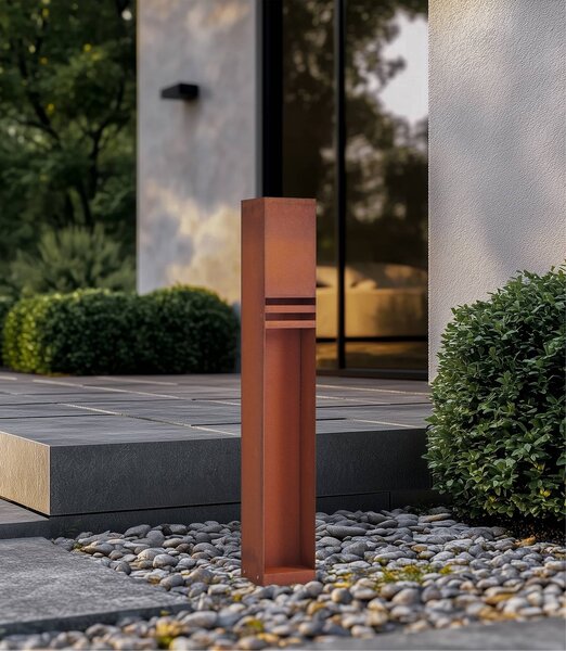 Lucande LED ösvény világítás Oxido, rozsdás színű, magasság 80 cm, IP44, Barna / rozsda, fém, Modern