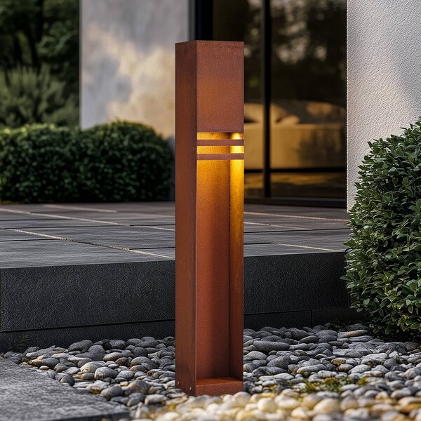 Lucande LED ösvény világítás Oxido, rozsdás színű, magasság 80 cm, IP44, Barna / rozsda, fém, Modern