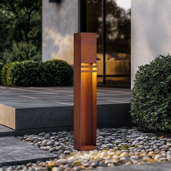 Lucande LED ösvény világítás Oxido, rozsdás színű, magasság 80 cm, IP44, Barna / rozsda, fém, Modern