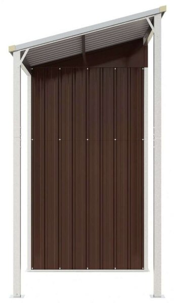 Barna kerti fészer meghosszabbított tetővel 277x110,5x181 cm