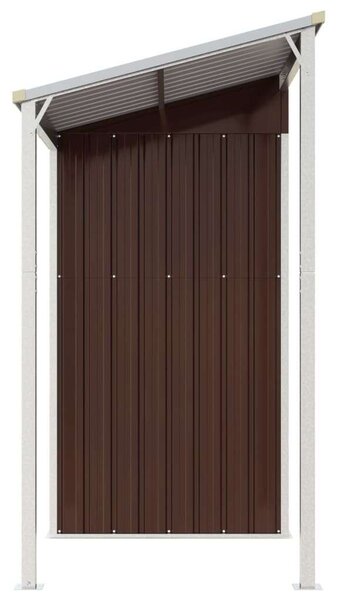 Barna kerti fészer meghosszabbított tetővel 277x110,5x181 cm