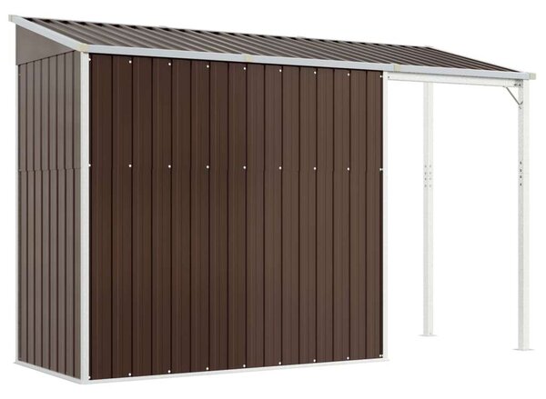 Barna kerti fészer meghosszabbított tetővel 277x110,5x181 cm