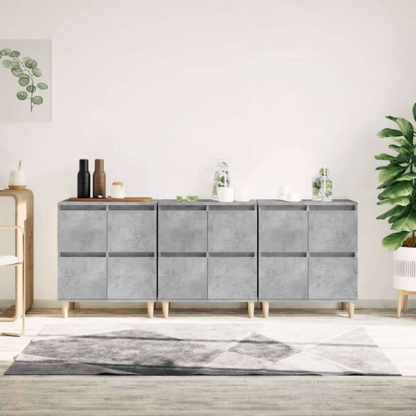 Modern Tálalószekrény Szett - Betonszürke - 3 db - 60x35x70 cm