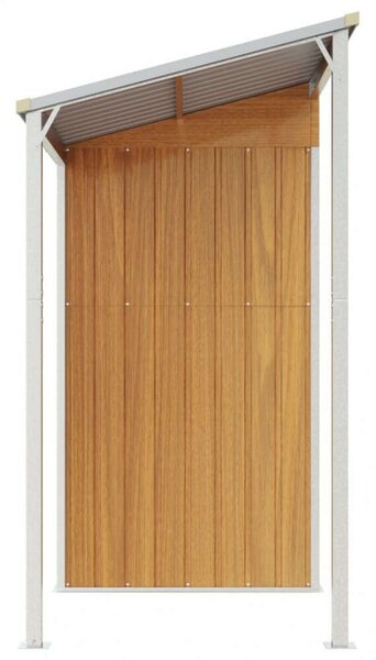 Világosbarna fészer meghosszabbított tetővel 277x110,5x181 cm