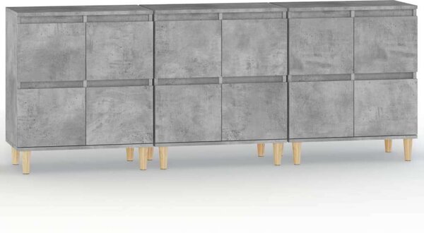 Modern Tálalószekrény Szett - Betonszürke - 3 db - 60x35x70 cm