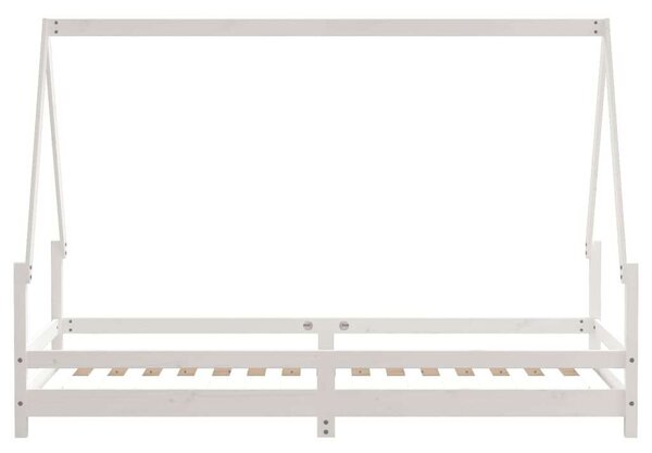 Fehér gyerek tömör fenyőfa ágykeret 80 x 200 cm