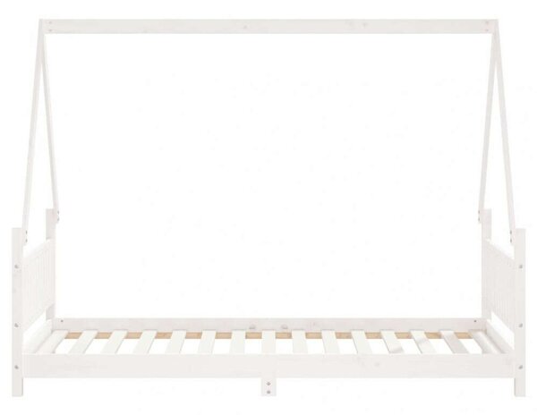 Fehér gyerek tömör fenyőfa ágykeret 90x190 cm