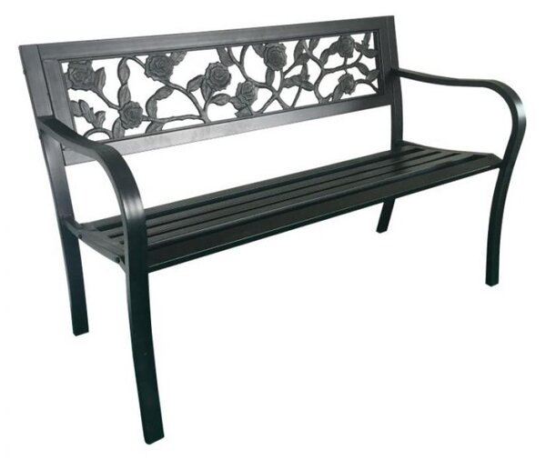 Kerti pad fém vázzal 125x53x77 cm (rózsa)