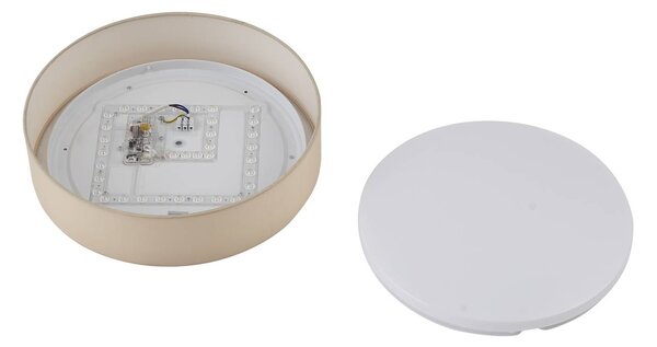 Lindby LED mennyezeti lámpa Eilif, szövet, fehér, Ø 40 cm, CCT, Krém / borostyánsárga, Nappali / Étkező, Textil / szövet / selyem, Modern