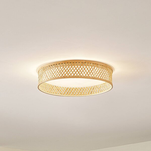 Lindby LED mennyezeti lámpa Eilif, bambusz, Ø 40 cm, Világos fa, Nappali / Étkező, Bambusz, Modern