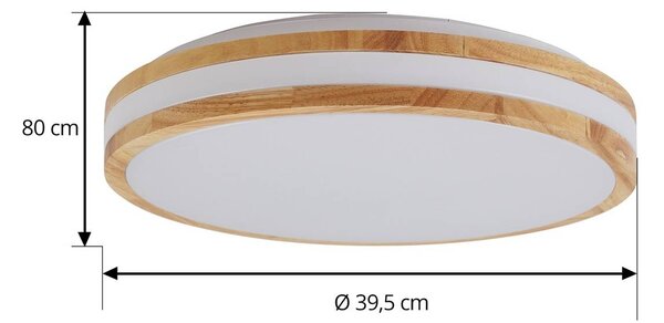 Lindby Emiva LED mennyezeti lámpa, Ø 40 cm, világos fa, CCT, Világos fa, Nappali / Étkező, Fa, Modern
