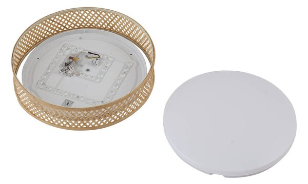 Lindby LED mennyezeti lámpa Eilif, bambusz, Ø 40 cm, Világos fa, Nappali / Étkező, Bambusz, Modern