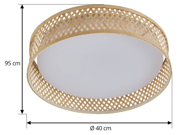 Lindby LED mennyezeti lámpa Eilif, bambusz, Ø 40 cm, Világos fa, Nappali / Étkező, Bambusz, Modern