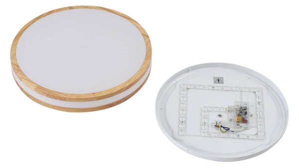 Lindby Emiva LED mennyezeti lámpa, Ø 40 cm, világos fa, CCT, Világos fa, Nappali / Étkező, Fa, Modern