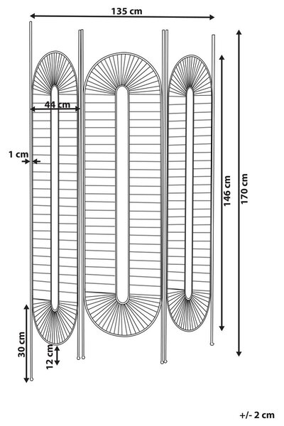3 paneles térelválasztó NOALE Arany 135 cm 170 cm