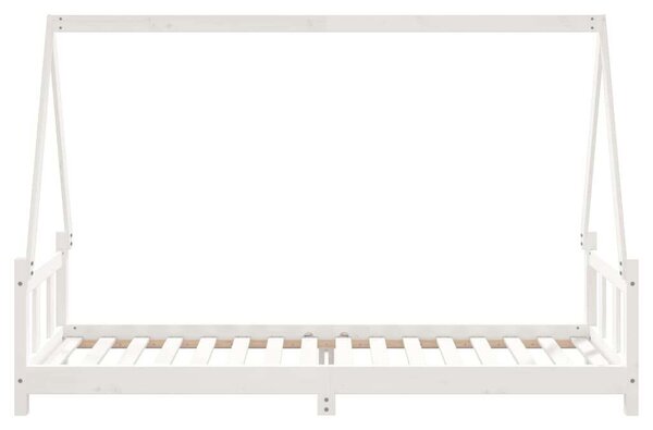 Fehér gyerek tömör fenyőfa ágykeret 90 x 200 cm