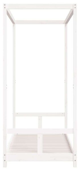 Fehér gyerek tömör fenyőfa ágykeret 80 x 200 cm