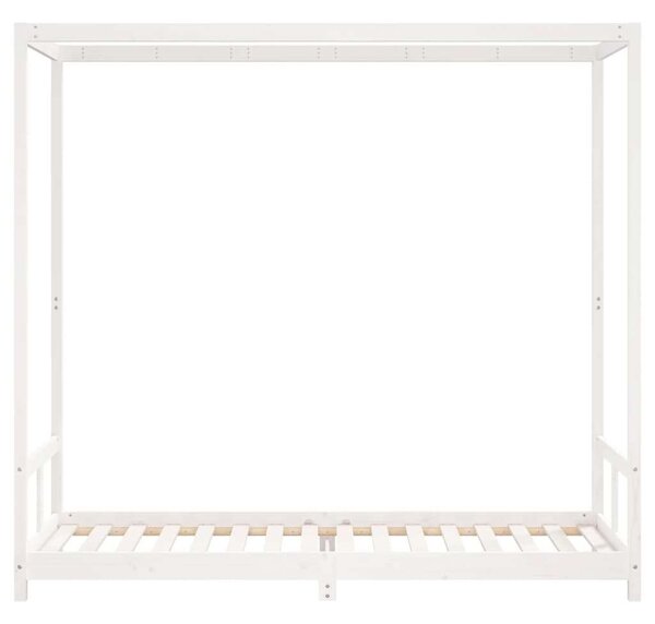 Fehér gyerek tömör fenyőfa ágykeret 80 x 200 cm