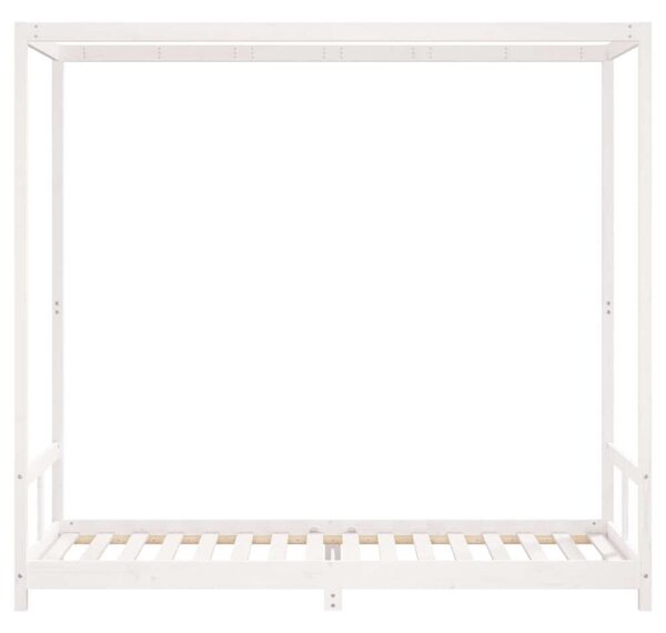 Fehér gyerek tömör fenyőfa ágykeret 80 x 200 cm